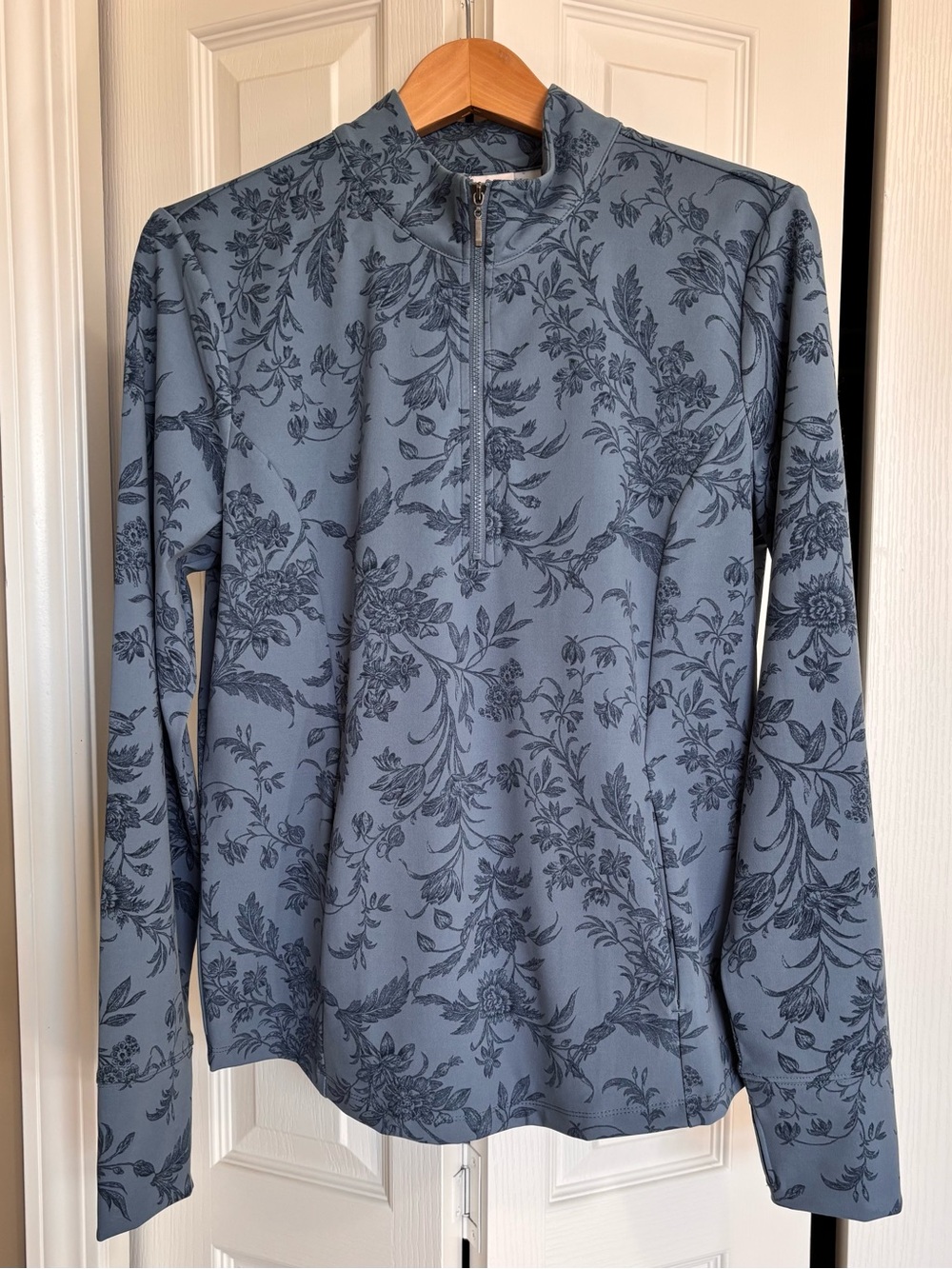 NWOT Laura Ashley Blue Floral Half-Zip Athletic Top